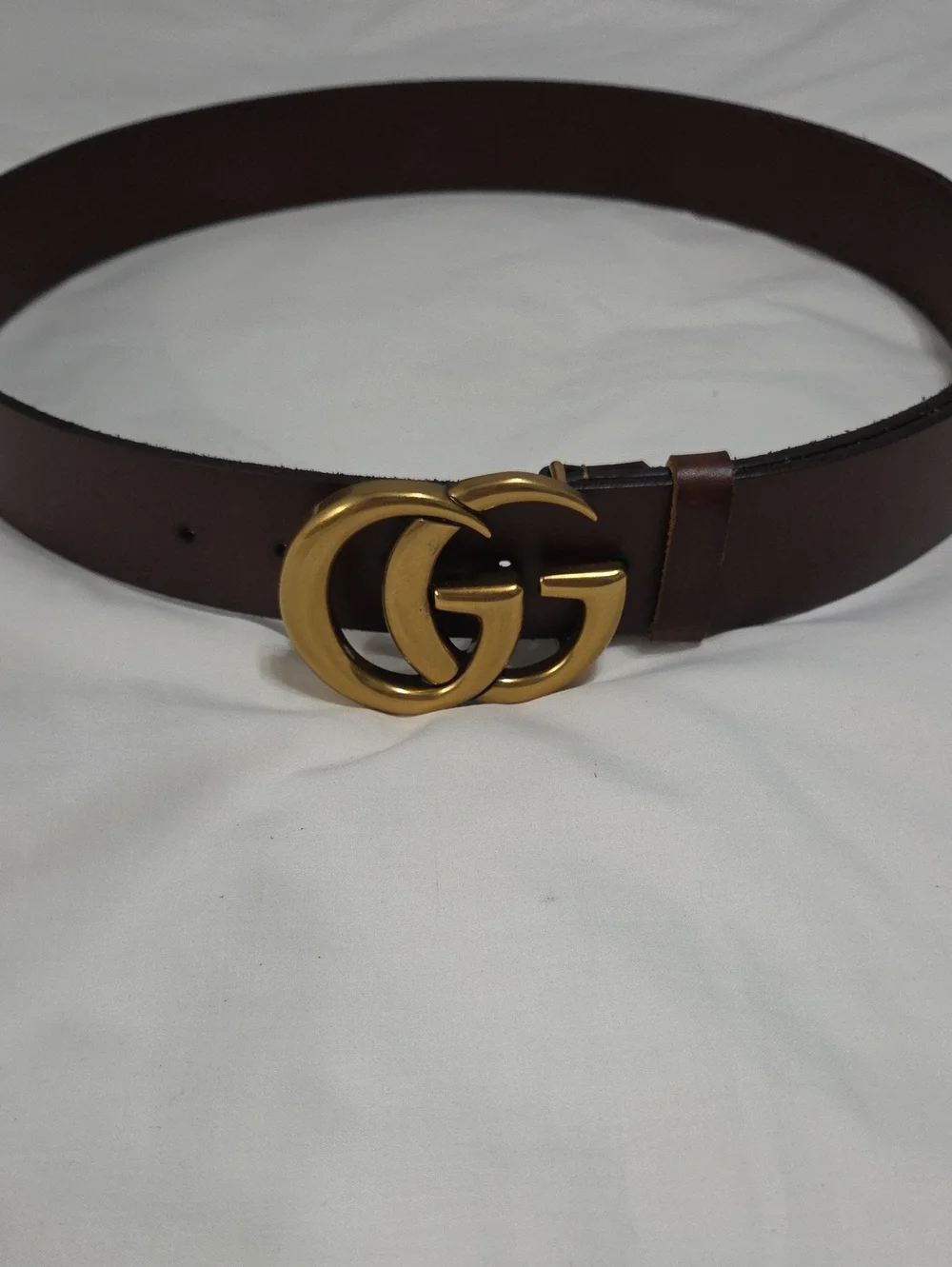 Gucci Brown Leather Belt with Gold Double G Buckle